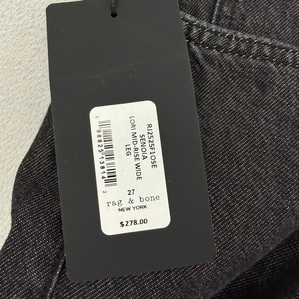 Rag & Bone Lori Mid-Rise Wide Leg Jeans Senoia Black Grey Women's Size 27 NEW - Picture 6 of 16